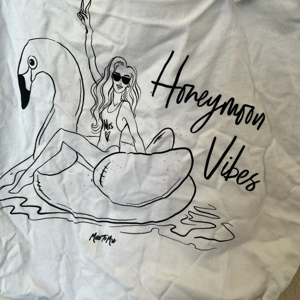 Miss to Mrs | Honeymoon Vibes Canvas Beach Bag